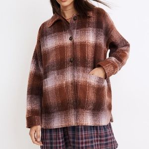 NWT Madewell Brushed Plaid Knit Shirt Jacket